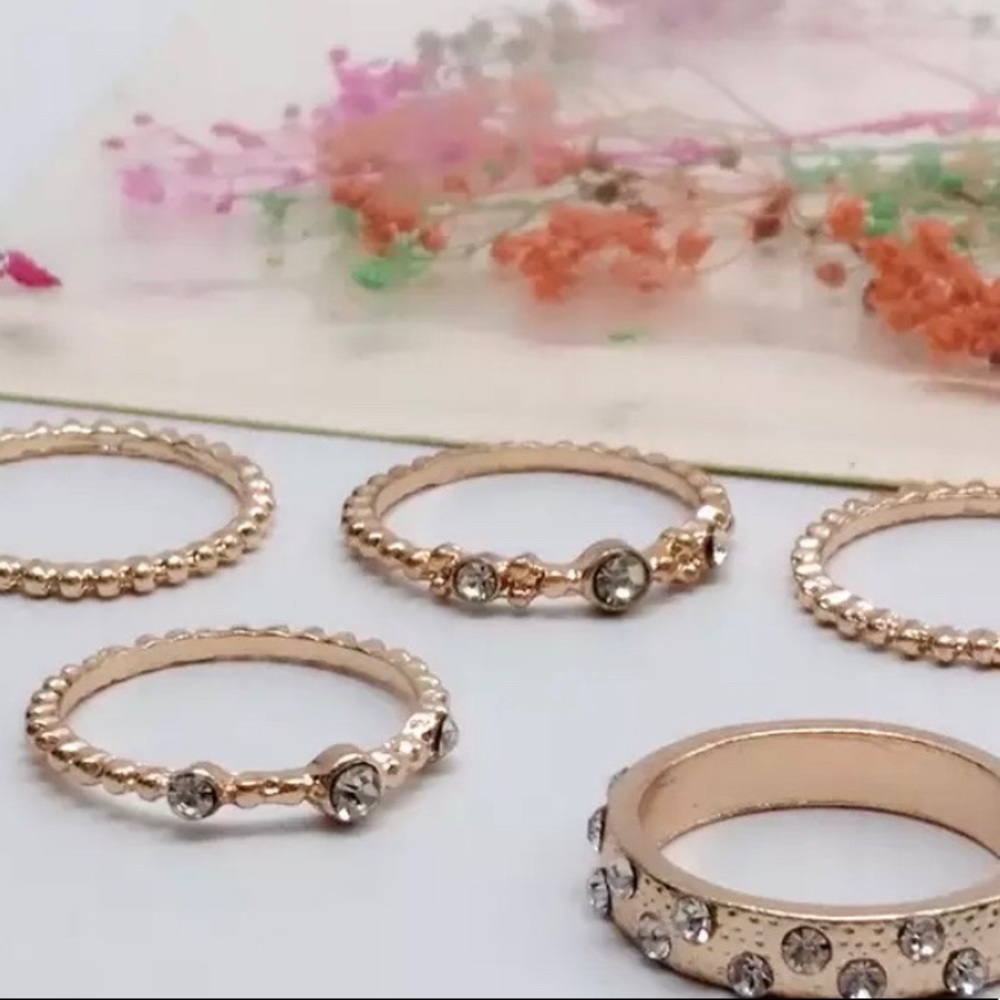 ✨Rose Gold Plated Crystal Stacked Rings✨ - Picture 4 of 6